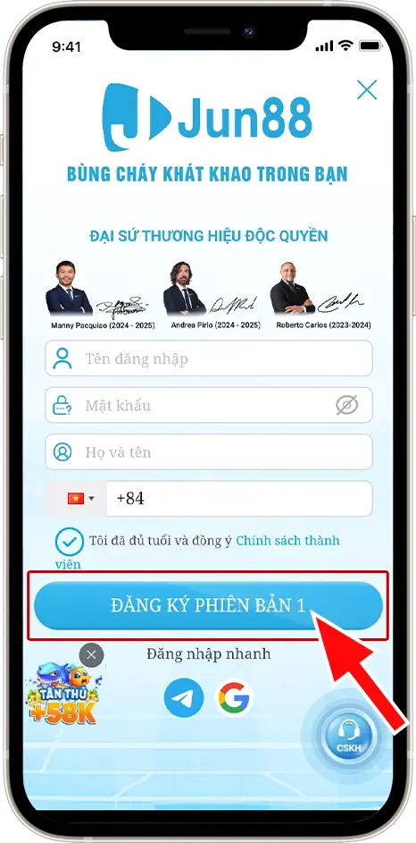 Bước 2: Điền đầy đủ các thông tin đăng ký hệ thống yêu cầu » sau đó ấn ĐĂNG KÝ NGAY